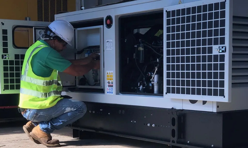 Técnico de Grupo GESE realizando mantenimiento a un sistema UPS industrial en Monterrey